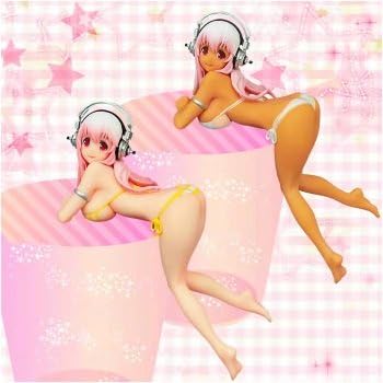Super Sonico Noodle Stopper Figure Yellow &amp; Sunburn Furyu Japan