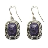 Genuine Charoite and Sterling Silver Earrings