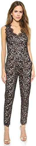 Shoshanna Women's Lace Sierra Jumpsuit, Black/Blush, 4