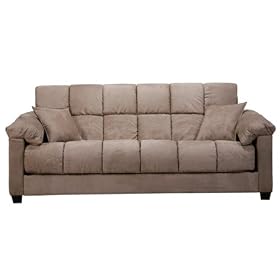 MEDLEY CONVERT-A-COUCH Click Clack Microsuede Upholstered Convertible Sofa Sleeper Bed