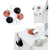 Desk Cable Drop ONME Wire Clips Cord Organize for Your Computer, Electrical, Charging or Mouse Cord Multicolor (6pcs) (Black ash)