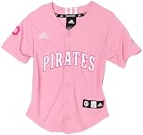 MLB Girls' Pittsburgh Pirates Screen Print Baseball Jersey, Pink, Large