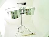 TIMBALE DRUM SET 13 &acute; + 14 &acute; + COWBELL + STAND ! NEW PERC - B001N01SPC