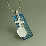 Blue Bible Tag Dog Mens Pendant Stainless Steel Necklace for Men Ball Chain for Men Presentation Box J1223