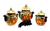 KITCHEN CANISTERS, 3PC CANISTER SET TUSCANY FRUIT