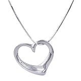 Sterling Silver Snake Chain Heart Pendant with 24 Chain