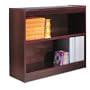 Square Corner Bookcase, Wood Veneer, 2-Shelf, 36 x 12 x 30, Mahogany