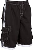 Mens Solid Color with Contrast Stripes Skate Surf Board Short / Swim Trunks - ( 4 Colors )