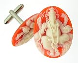 Ganesha Chaturthi India Hindu God Orange Cameo Cufflinks w/Box