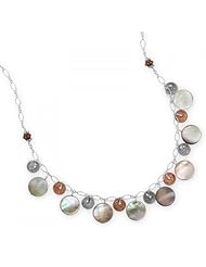 MMA Silver - 16 inch+1 inch Two Tone Shell Necklace
