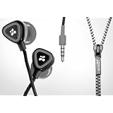 Zipbuds JUICED Earphones - Tangle-free Zippered Headphones (Black) ~ Zipbuds