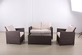 Deluxe Polyrattan Lounge Gartenmöbel Rattan Sofa Sitzgarnitur Sitzgruppe inkl. Kissen, Schokolade