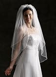 418kJ3AC7IL. SL160  White 2 Tier Fingertip Wedding Bridal Veil Satin Edge Reviews