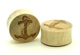 3/4 19mm Crocodile Wood Anchor Double Flare Carved Ear Gauges Plugs (Sold By Pair)