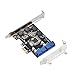 Bewinner Mini PCI-E, PCI Express Extender to Internal 2 Port 19Pin Header Fast 5Gbps PCI-Express USB 3.0 Card Adapter with Low Profile for winXP, win7 win8 win8.1 win10
