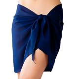Sassy Sarongs Plus Size Navy Swimsuit Sarong Cover Up with Built in Ties