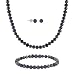 Sterling Silver 5.5-6mm Genuine Freshwater Cultured Peacock Pearl Necklace Bracelet & Stud Earrings Set