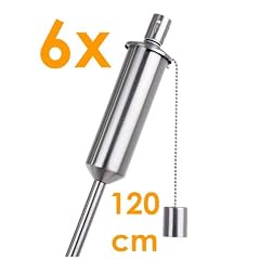 6 x Design Edelstahl Gartenfackel - 120 cm - Edelstahlfackel f�r Garten, Terasse oder Balkon - �l Fackeln Dekoration