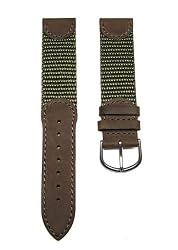 18mm Brown / Military Green Leather & Nylon Watch Band Fits Victorinox Swiss Army, Seiko & More