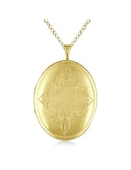 Oval Shaped Vintage Pendant Necklace With Filigree Locket For Women 14K Yellow Gold Vermele