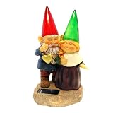 Gnomes holding hearts and flower with Solar Powered Light Garden Statue Yard Art Outdoor Patio