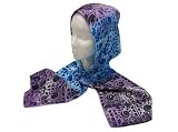 ArtisanStreet's Silk Satin And Batik Scarf In Striking Sun Design Motif. Turquoise, Purple And Black. One Of A Kind. Signed By Artisan.