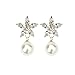Tagoo Women's Alloy Glass Flower and Pearl Ball Drop Earrings