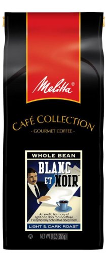 Melitta Cafe Collection Whole Bean Gourmet Coffee Blanc Et Noir Light and Dark Roast, 9-Ounce (Pack of 3)