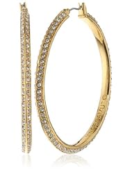 Vince Camuto Gold and Crystal Hoop Earrings