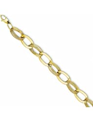 14K Gold Polished and Textured Hollow w/ext. Bracelet 8 Inches