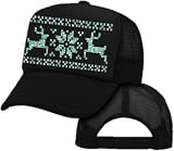 Glitter Reindeer Ugly X Mas Sweater Mesh Trucker Hat Cap