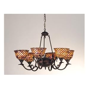 32.5 Inch W Tiffany Fishscale 6 Up Lt Chandelier Ceiling Fixture by 