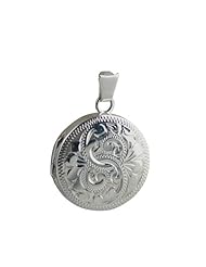 Silver 20mm engraved flat round Locket