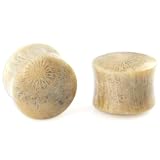 Hand Carved Fossilized Brilliant Coral Plug Earrings - Nude Tan Caramel Brown With Rose And Violet Hue - Gauge: 16mm / 5/8