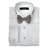 Joseph Abboud Black Tie Wing Collar, solid pique, 100% Cotton with French Cuff Tuxedo Shirt