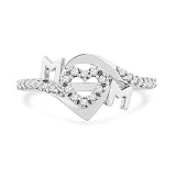 Platinum Plated Sterling Silver Round Diamond Mom Fashion Ring (1/6cttw)