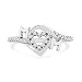Platinum Plated Sterling Silver Round Diamond Mom Fashion Ring (1/6cttw)