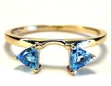 Trillion Blue Topaz Ring Wrap Guard Enhancer yellow gold