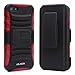 i-Blason Apple iPhone 5C Prime Series Dual Layer Holster Case with Kick Stand and Locking Belt Swivel Clip (Red)