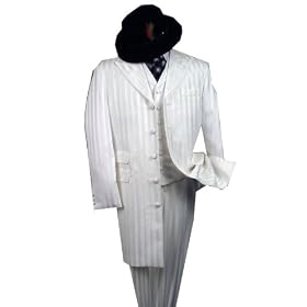 Mens SNOW WHITE 3PC FASHION ZOOT SUIT WITH A VEST