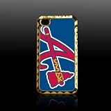Atlanta Braves Printing Golden Case Cover for Iphone 4 4s Iphone4 Fits At&t Sprint Verizon