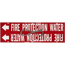 Brady 4060-H Strap-On 10" - 15" Outside Pipe Diameter B-915 Printed Plastic Sheet With Nylon Straps White On Red Color Pipe Marker Legend "Fire Protection Water"