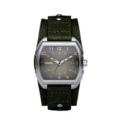 Fossil Men's JR1127 Green Leather Strap Black Degrade Analog Dial Watch