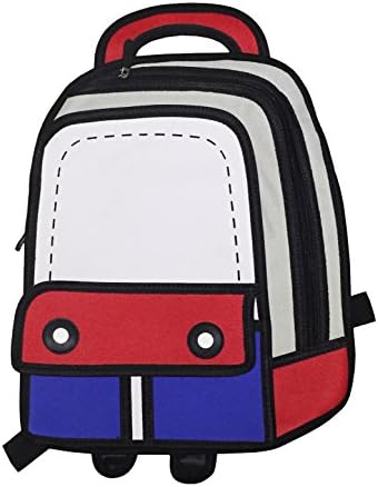 2015 New Design 3D Style 2D Drawing Catoon Comic Paper Bag Kid's Backpack (Red)