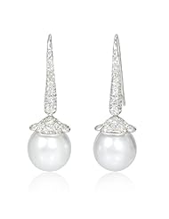 Diamond and South Sea Pearl 18k White Gold Dangle Earrings