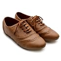 Ollio Women's Classic Dress Oxfords Low Flats Heels Lace Up Multi-Color Shoes