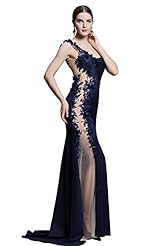 Polyester One Shoulder Lace Mesh Cocktail Evening Dress/Bridesmaid Dress/Wedding Party Dress 