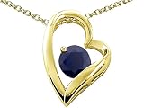1.30 cttw 14k Gold Heart Shaped Genuine Round Black Sapphire Pendant - 14kt White or Yellow Gold