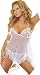 White See Thru Babydoll and Thong - Sheer Open Cup Baby Doll and Sexy Panties