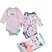 Monvecle Baby Girl 5 Pack Newborn to Toddler Long Sleeve Cotton Cartoon Bodysuit Gift Set 12M